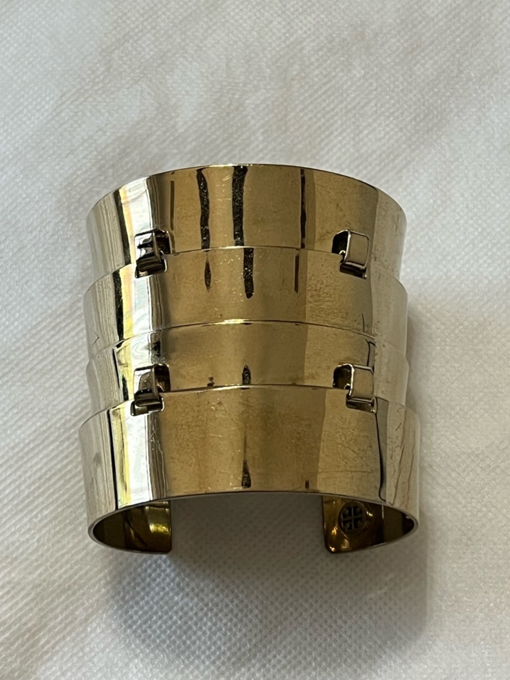 Tory Burch Gold Wide Metal Cuff Bracelet